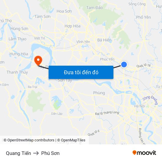 Quang Tiến to Phú Sơn map