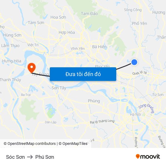 Sóc Sơn to Phú Sơn map