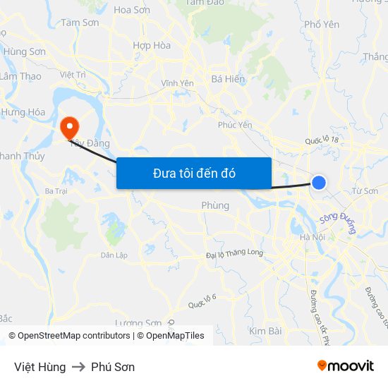 Việt Hùng to Phú Sơn map