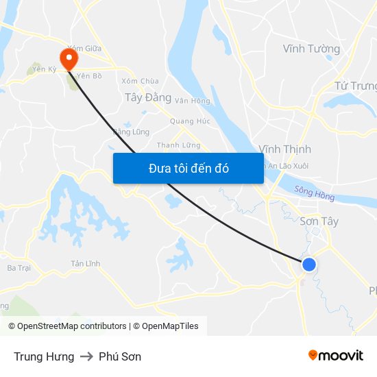 Trung Hưng to Phú Sơn map