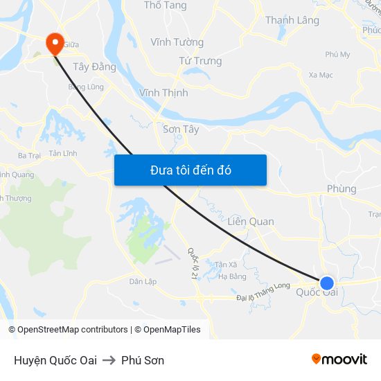 Huyện Quốc Oai to Phú Sơn map