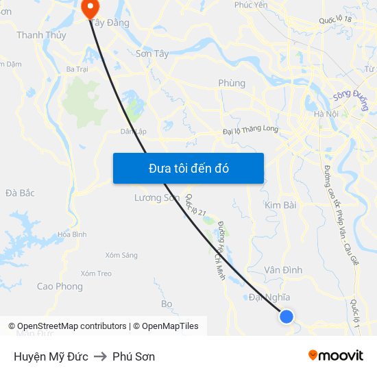 Huyện Mỹ Đức to Phú Sơn map