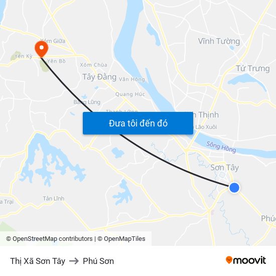 Thị Xã Sơn Tây to Phú Sơn map