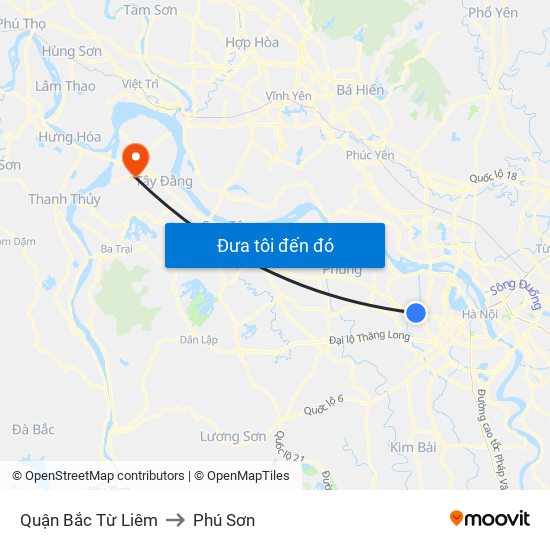 Quận Bắc Từ Liêm to Phú Sơn map