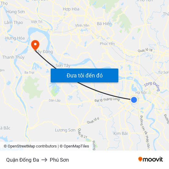 Quận Đống Đa to Phú Sơn map
