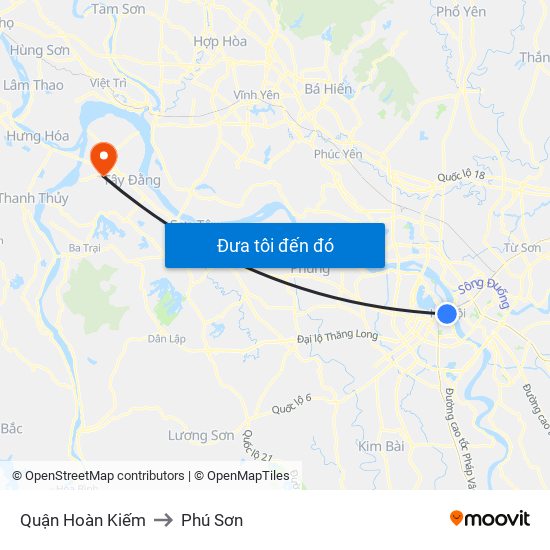 Quận Hoàn Kiếm to Phú Sơn map