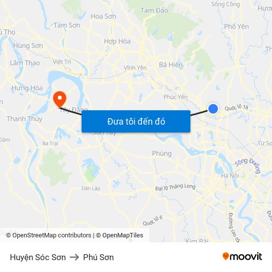 Huyện Sóc Sơn to Phú Sơn map