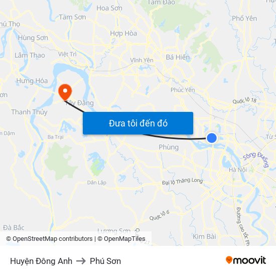 Huyện Đông Anh to Phú Sơn map