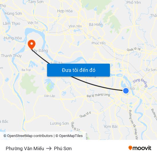 Phường Văn Miếu to Phú Sơn map