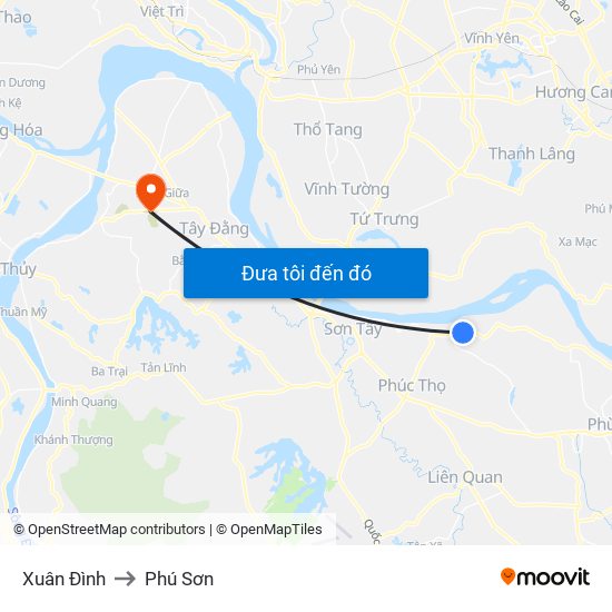 Xuân Đình to Phú Sơn map