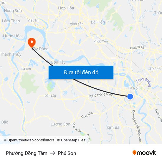 Phường Đồng Tâm to Phú Sơn map