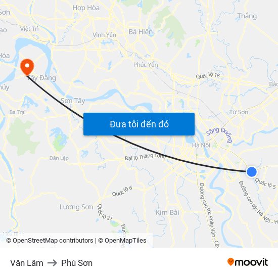 Văn Lâm to Phú Sơn map