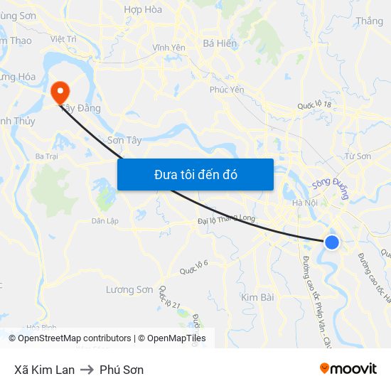 Xã Kim Lan to Phú Sơn map