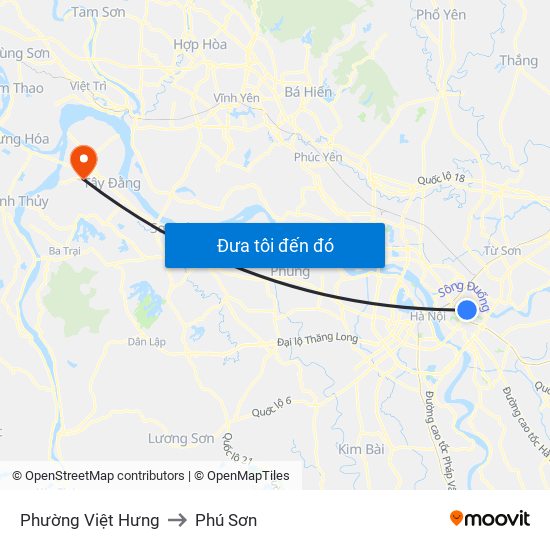 Phường Việt Hưng to Phú Sơn map