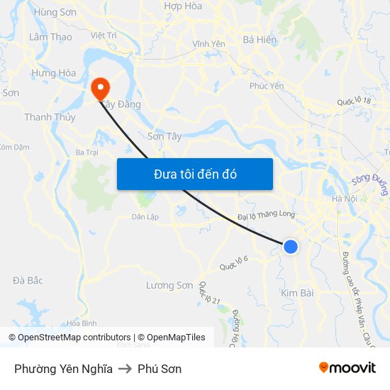 Phường Yên Nghĩa to Phú Sơn map