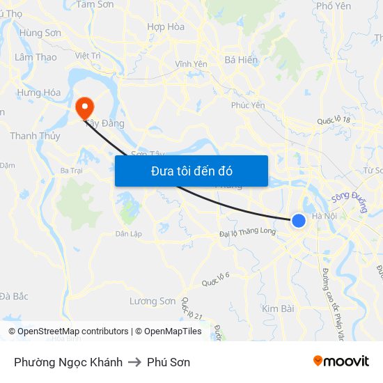 Phường Ngọc Khánh to Phú Sơn map