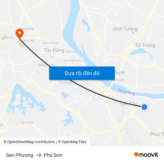 Sen Phương to Phú Sơn map
