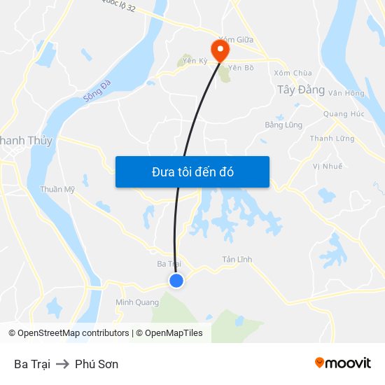 Ba Trại to Phú Sơn map