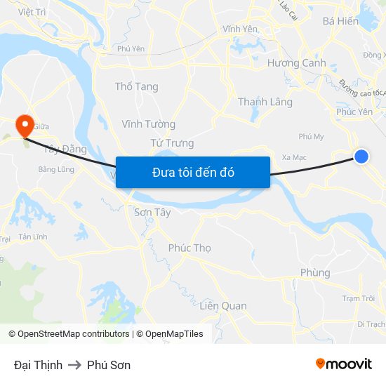 Đại Thịnh to Phú Sơn map