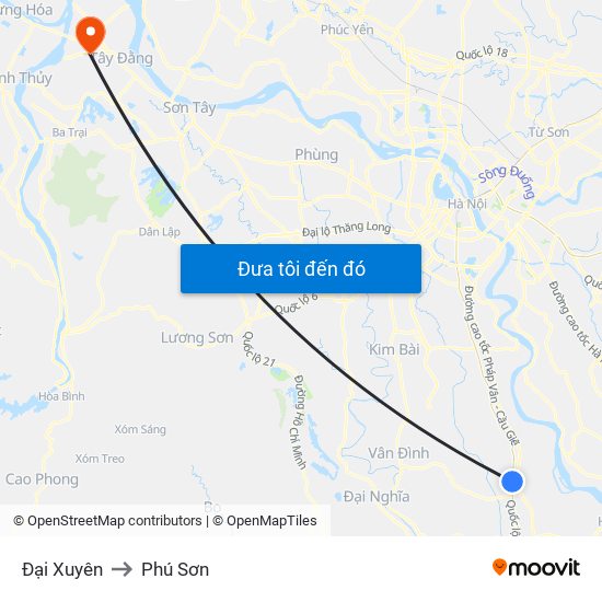 Đại Xuyên to Phú Sơn map