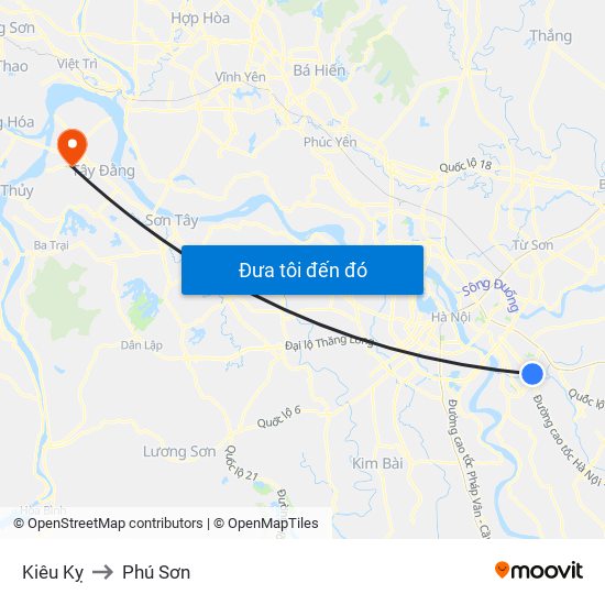 Kiêu Kỵ to Phú Sơn map