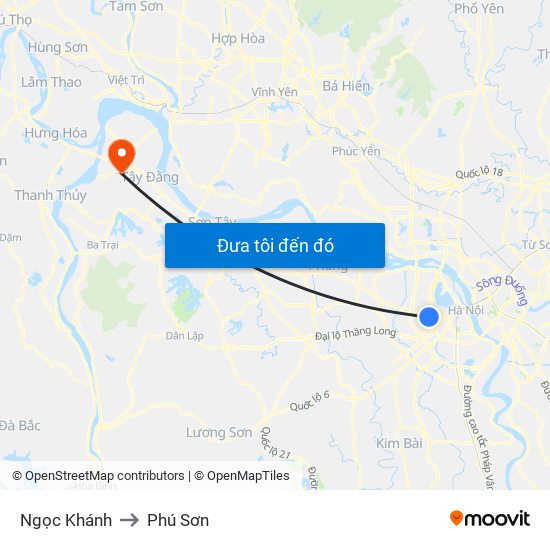 Ngọc Khánh to Phú Sơn map