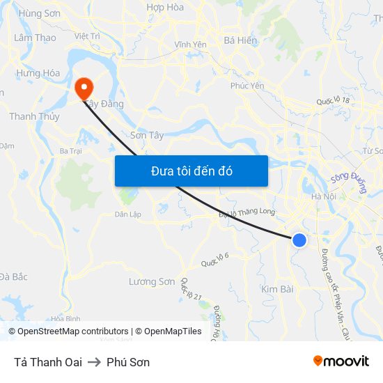 Tả Thanh Oai to Phú Sơn map