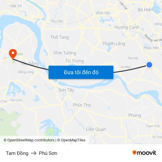 Tam Đồng to Phú Sơn map