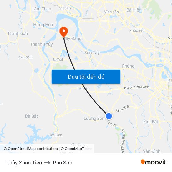 Thủy Xuân Tiên to Phú Sơn map