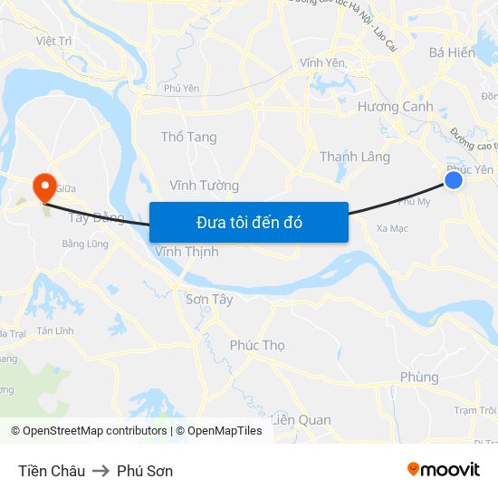 Tiền Châu to Phú Sơn map