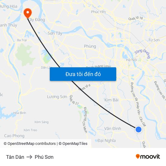 Tân Dân to Phú Sơn map