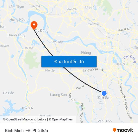 Bình Minh to Phú Sơn map