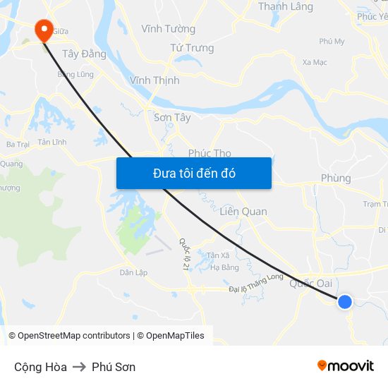 Cộng Hòa to Phú Sơn map