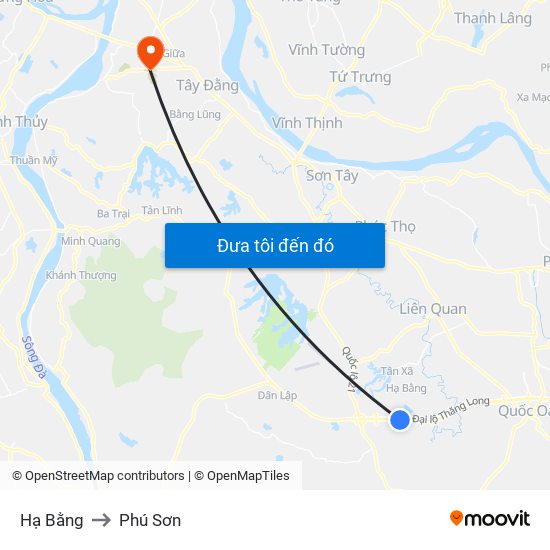 Hạ Bằng to Phú Sơn map
