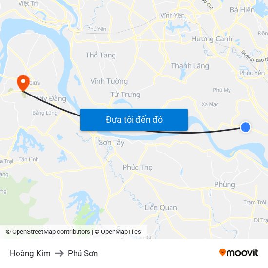 Hoàng Kim to Phú Sơn map