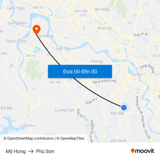 Mỹ Hưng to Phú Sơn map