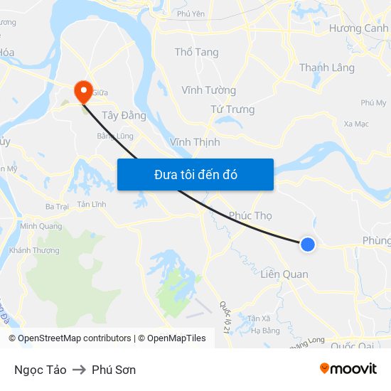 Ngọc Tảo to Phú Sơn map