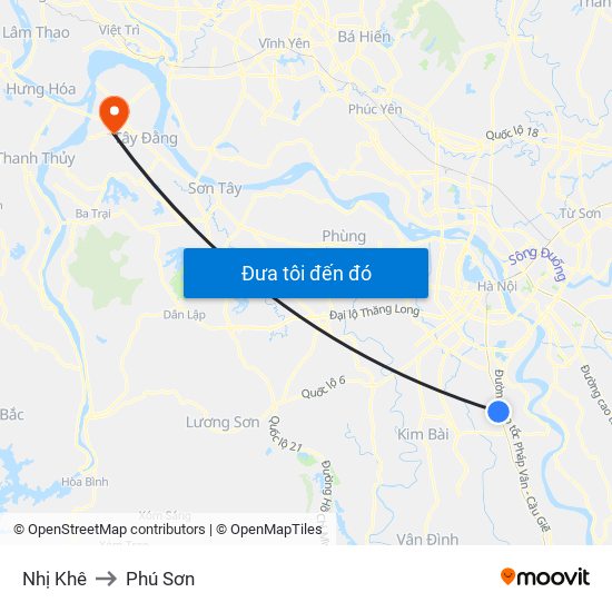 Nhị Khê to Phú Sơn map