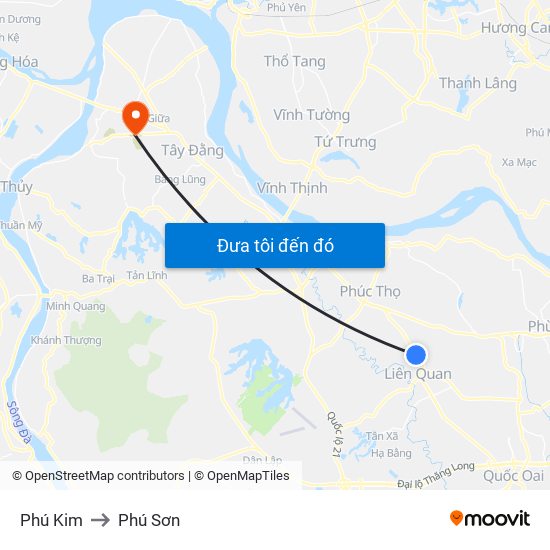 Phú Kim to Phú Sơn map