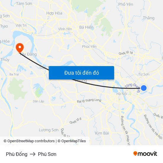 Phù Đổng to Phú Sơn map