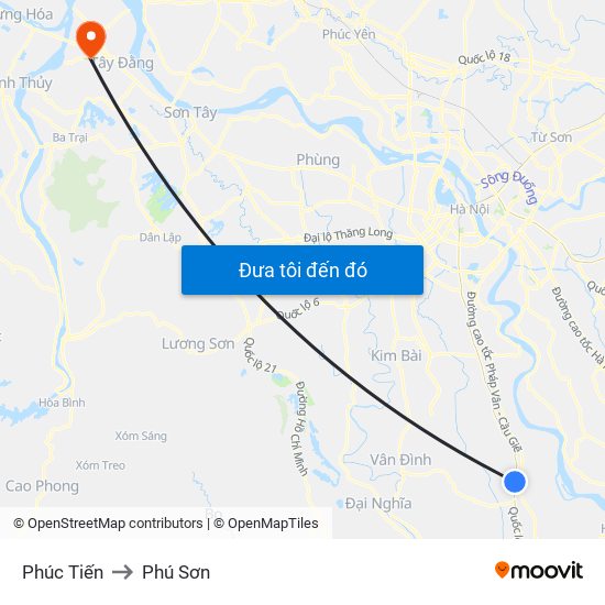 Phúc Tiến to Phú Sơn map