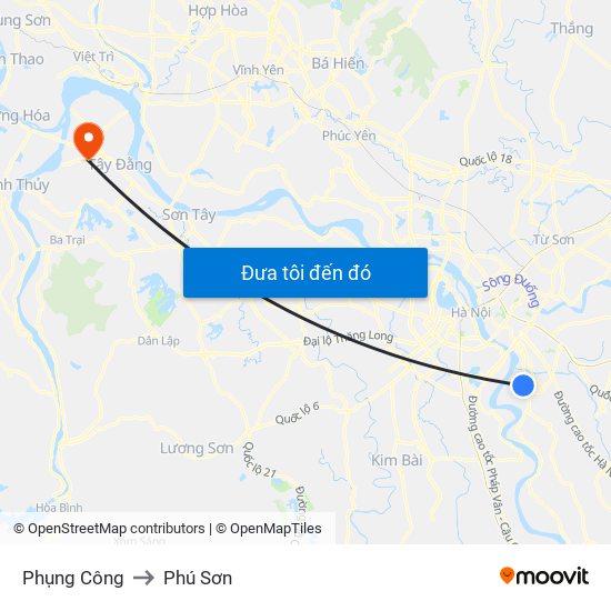 Phụng Công to Phú Sơn map