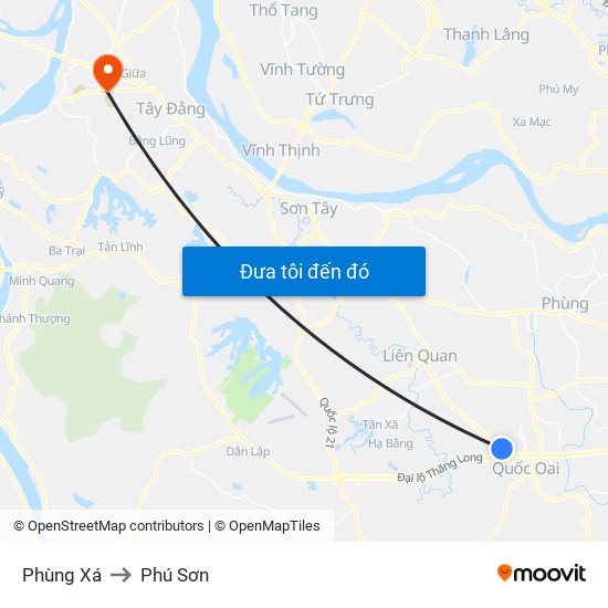 Phùng Xá to Phú Sơn map