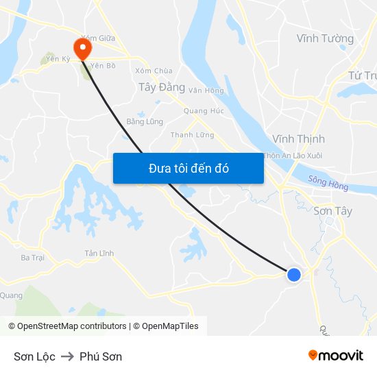 Sơn Lộc to Phú Sơn map