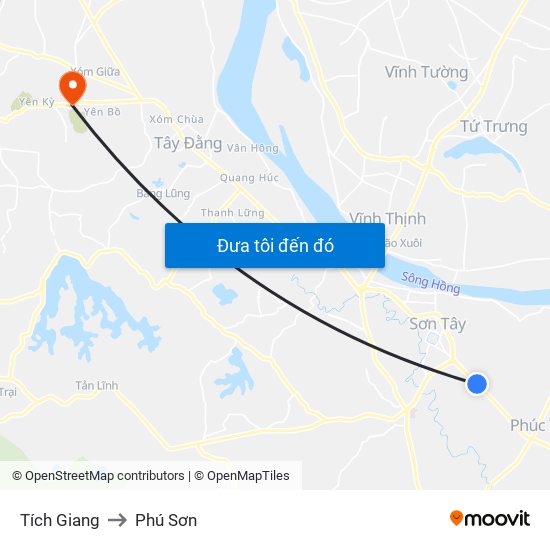 Tích Giang to Phú Sơn map