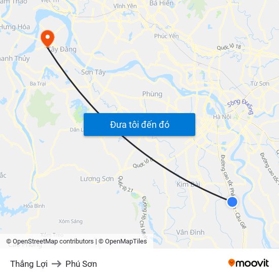 Thắng Lợi to Phú Sơn map