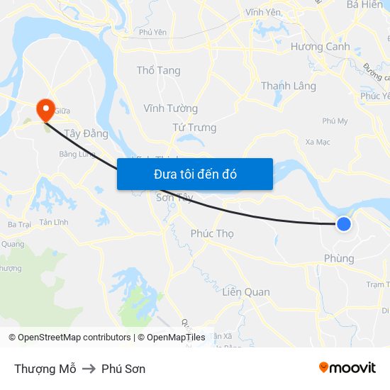 Thượng Mỗ to Phú Sơn map