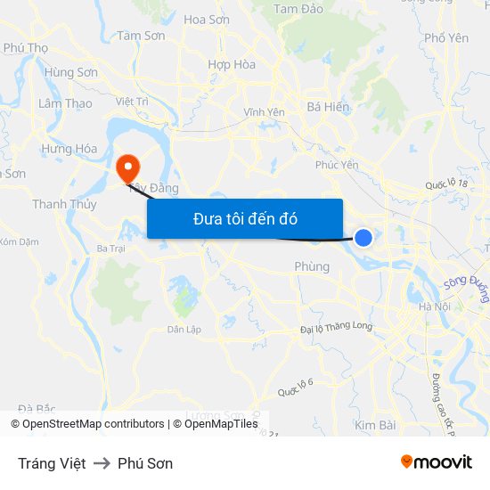 Tráng Việt to Phú Sơn map
