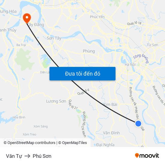 Văn Tự to Phú Sơn map
