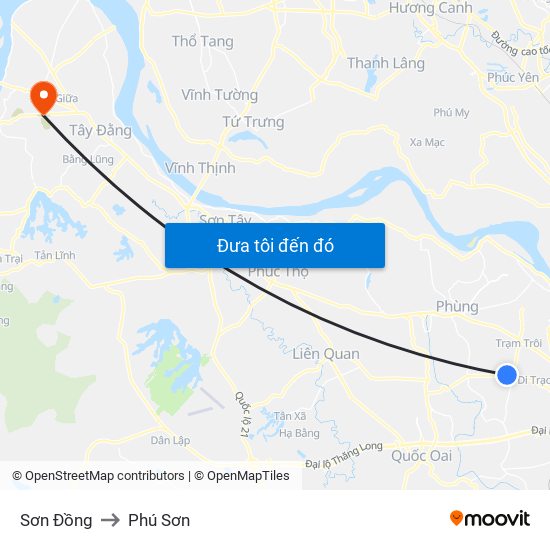 Sơn Đồng to Phú Sơn map